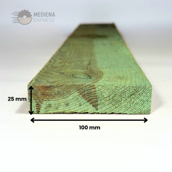 Pjautinė nedžiovinta impregnuota mediena 25x100